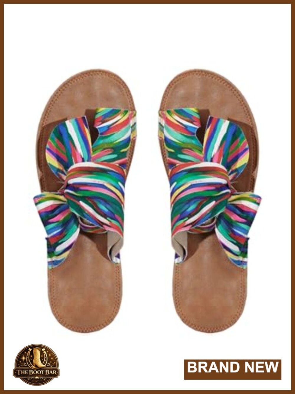 Rainbow Dressy Flat Thong Sandals for Vacation Beach Summer